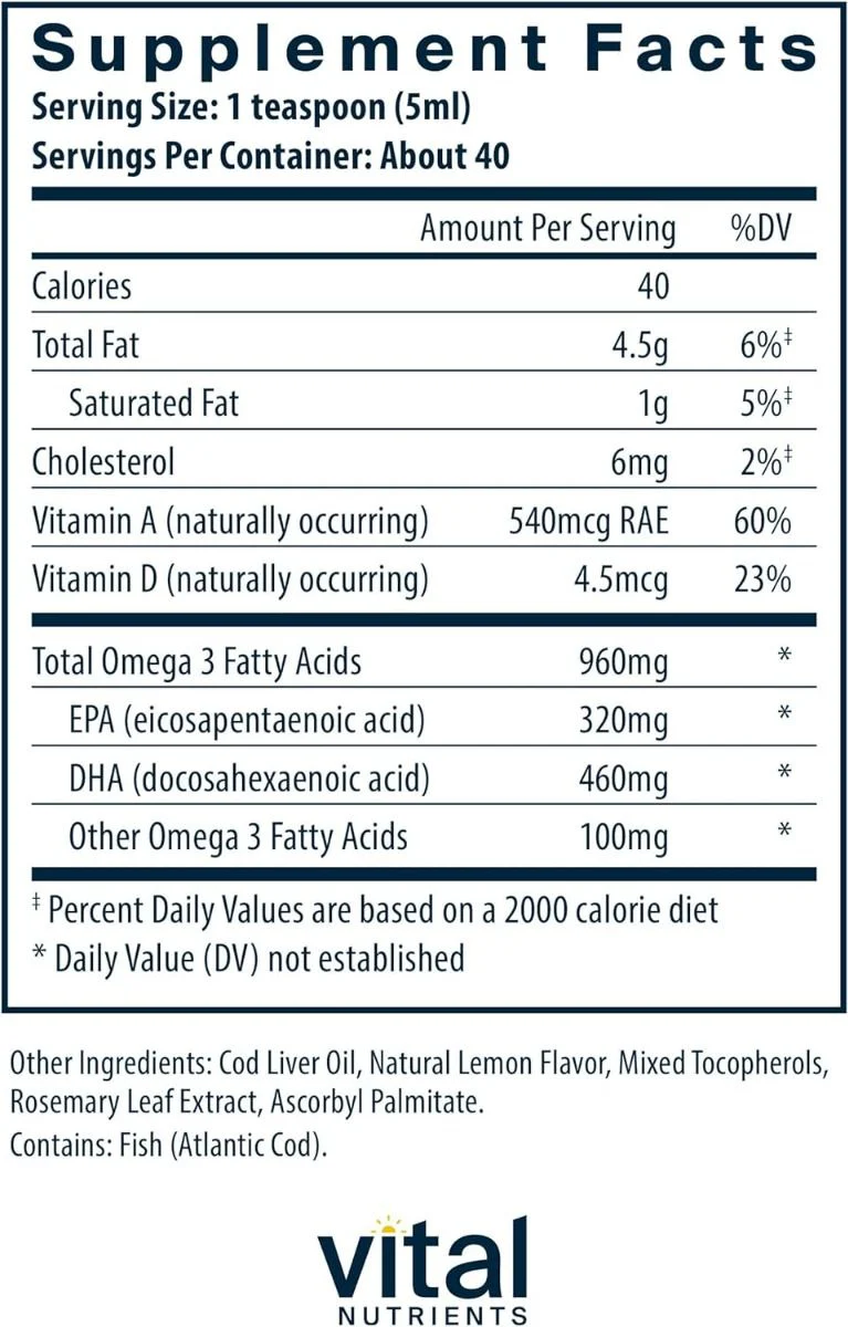Ultra Pure Cod Liver Oil 200ml Liquid Lemon - Image 2
