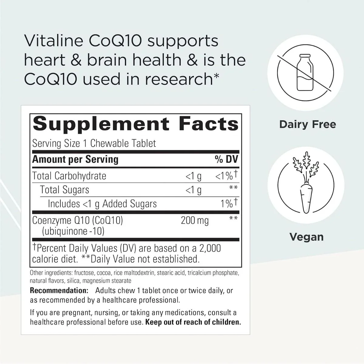 Vitaline CoQ10 Chewable 200 MG 30 Chewable Wafers Chocolate - Image 2