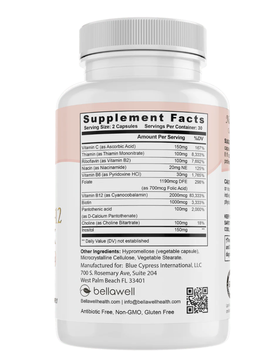Vitamin B-Complex With Folate by Bellawell - Image 2