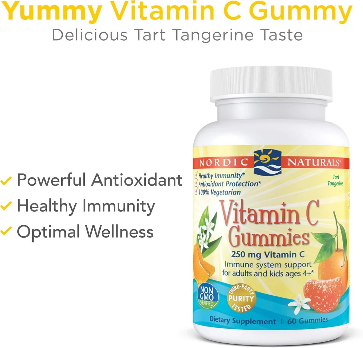 Vitamin C Gummies 250 MG 60 Gummies Tangerine - Image 4