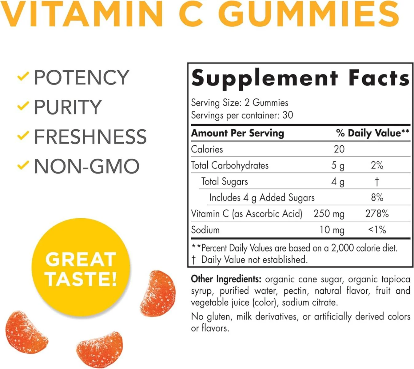 Vitamin C Gummies 250 MG 60 Gummies Tangerine - Image 5