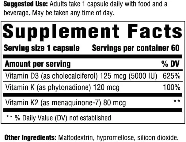 Vitamin D3 5000 IU 60 Capsules - Image 3