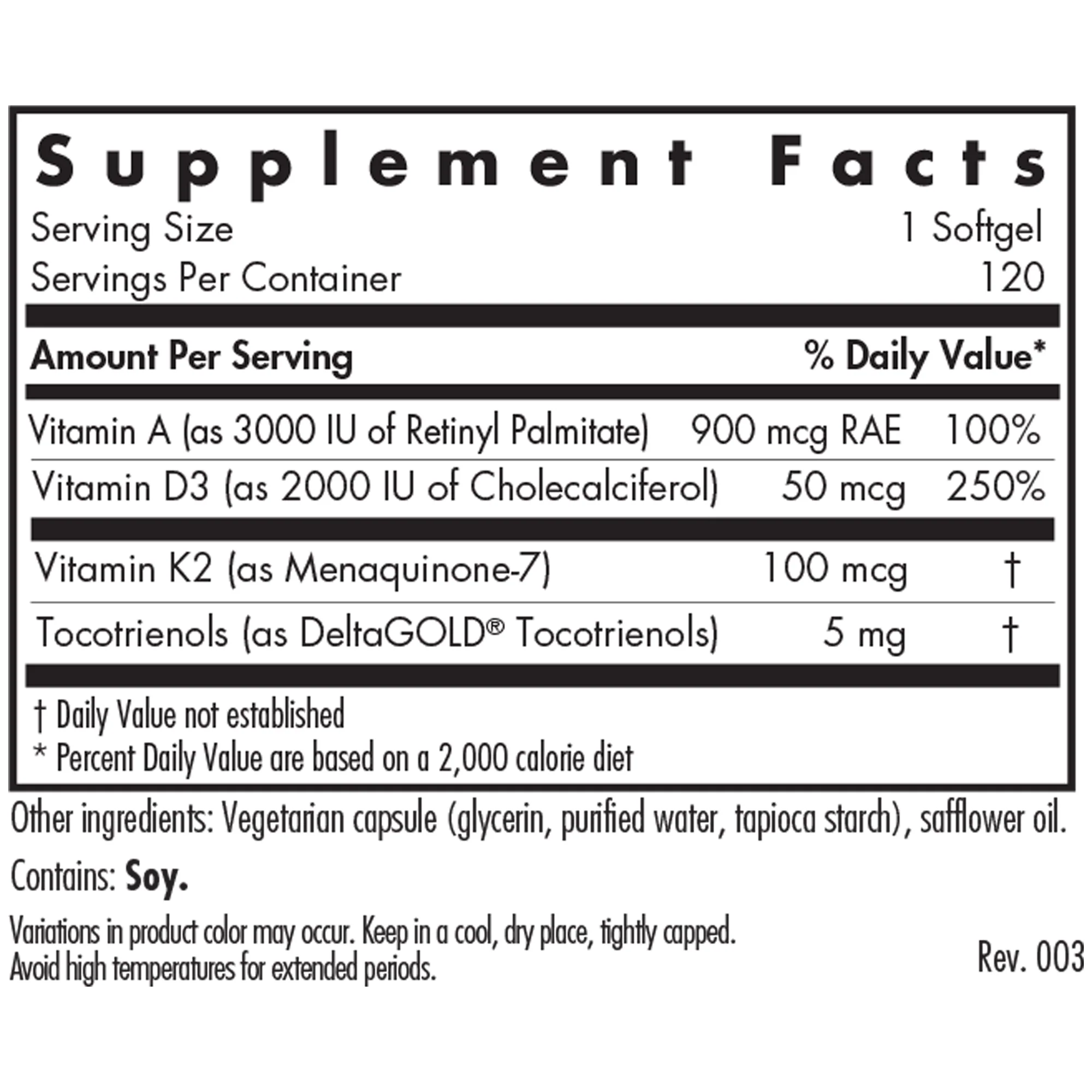 Vitamin D3 Complete Daily Balance with A and K2 120Softgels - Image 3