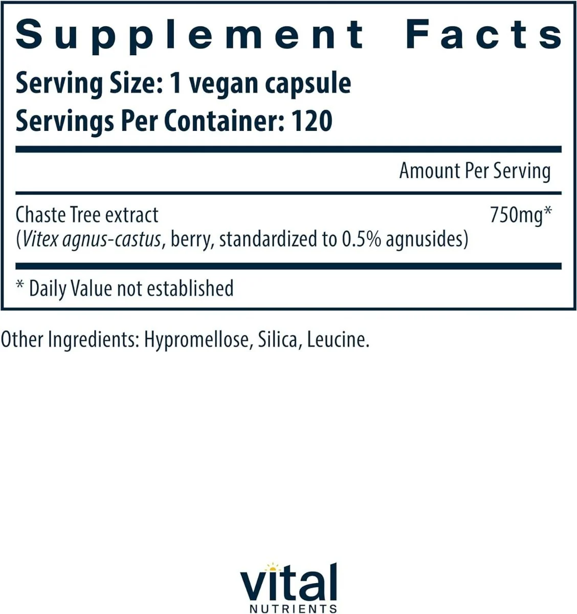 Vitex 750 (Chaste Tree Berry Extract) 120Capsules - Image 2