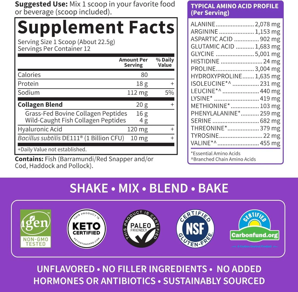 Wild Caught & Grass Fed Collagen 9.52 Oz (270g) Powder Unflavored - Image 5