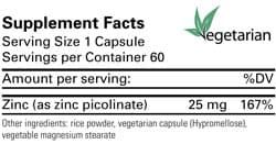 Zinc Picolinate 25 MG 60 Veggie Caps - Image 2
